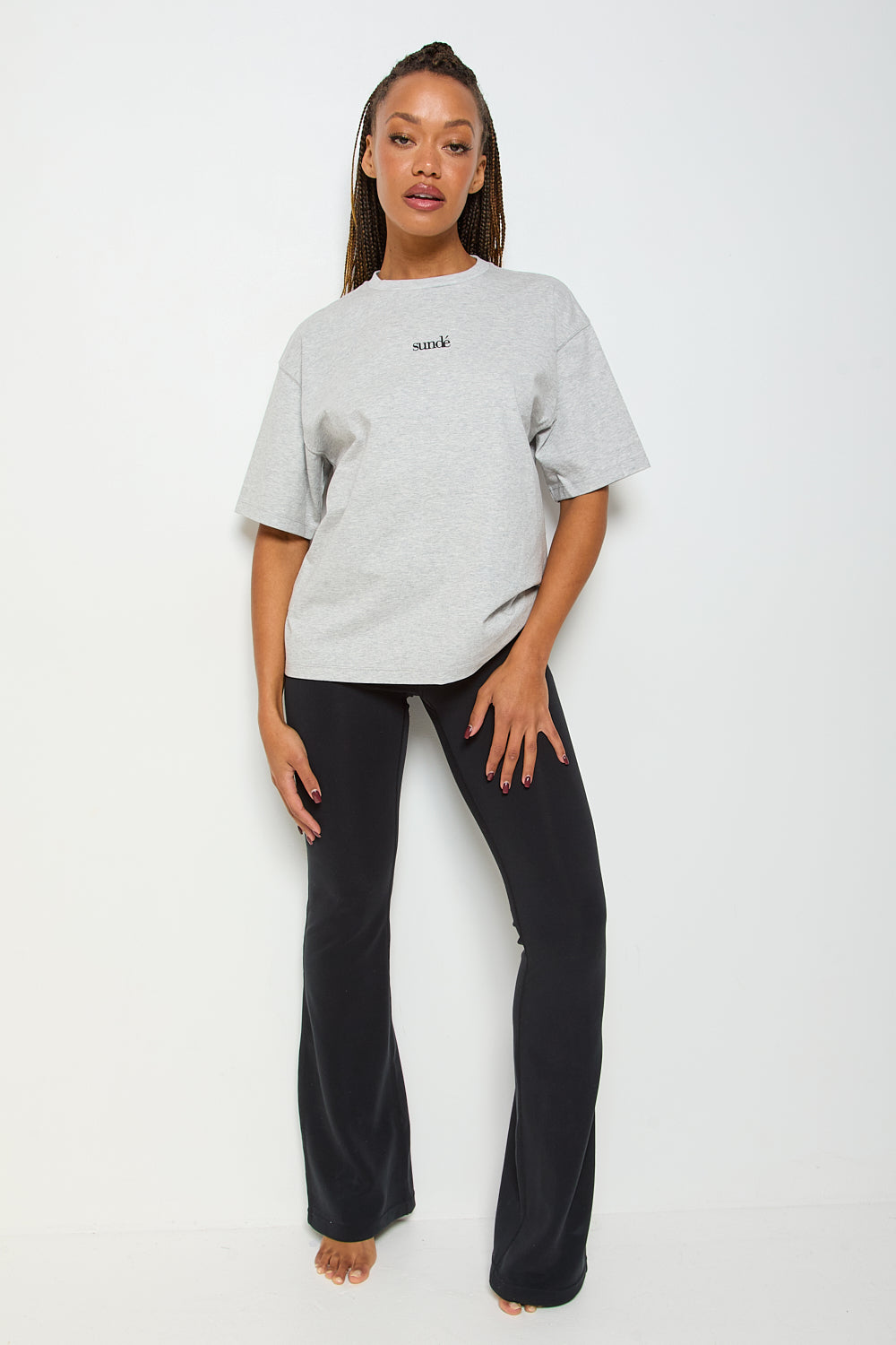 Oversized Short Sleeve T-Shirt - Grey Marl - Sunde