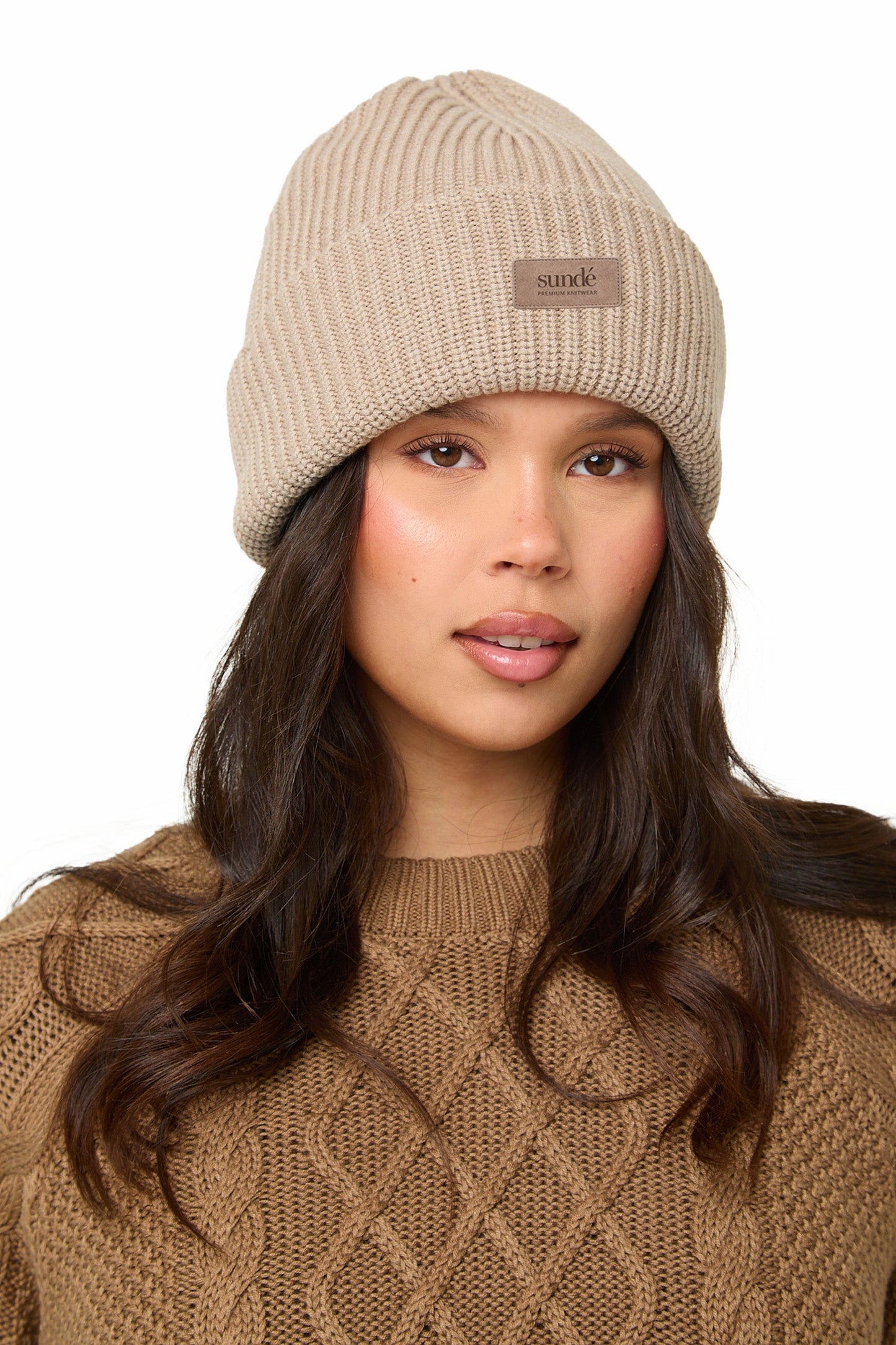 Mink Chunky Ribbed Beanie -Sunde