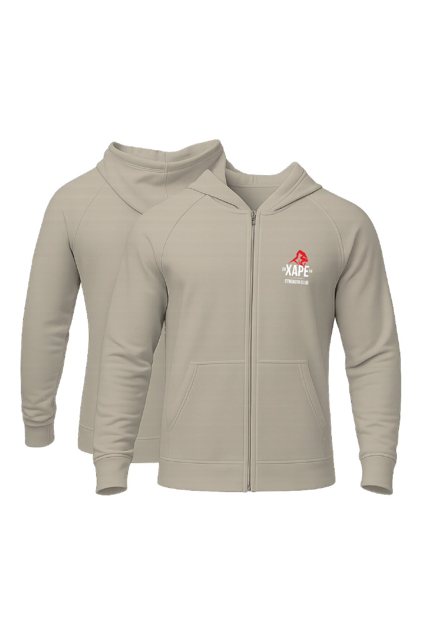 XAPE Classic Strength Logo Zip Hoodie - Stone