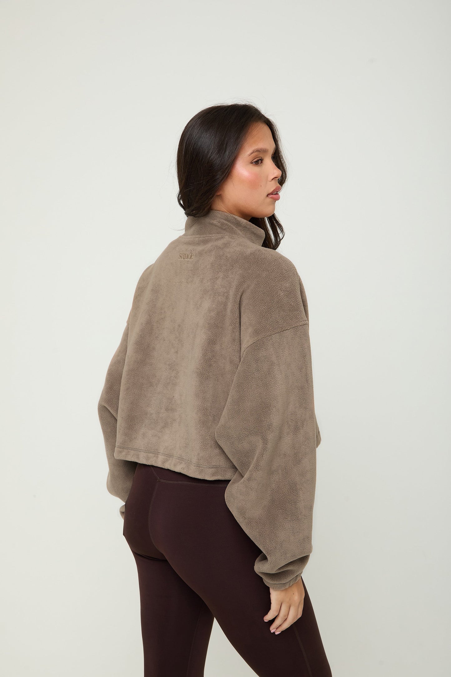 Oversized ¼ Zip Teddybear Fleece - Mocha