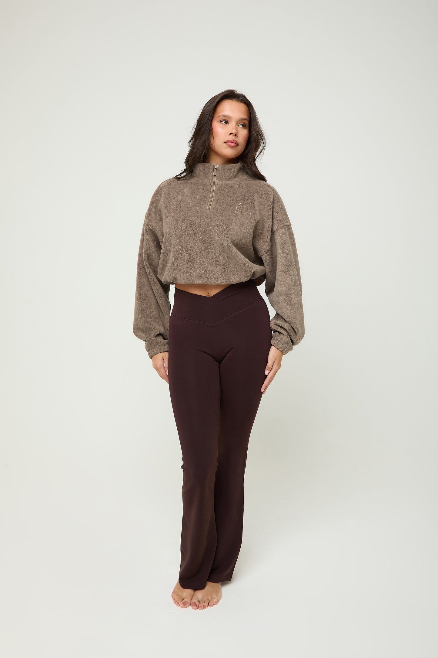 Oversized ¼ Zip Teddybear Fleece - Mocha