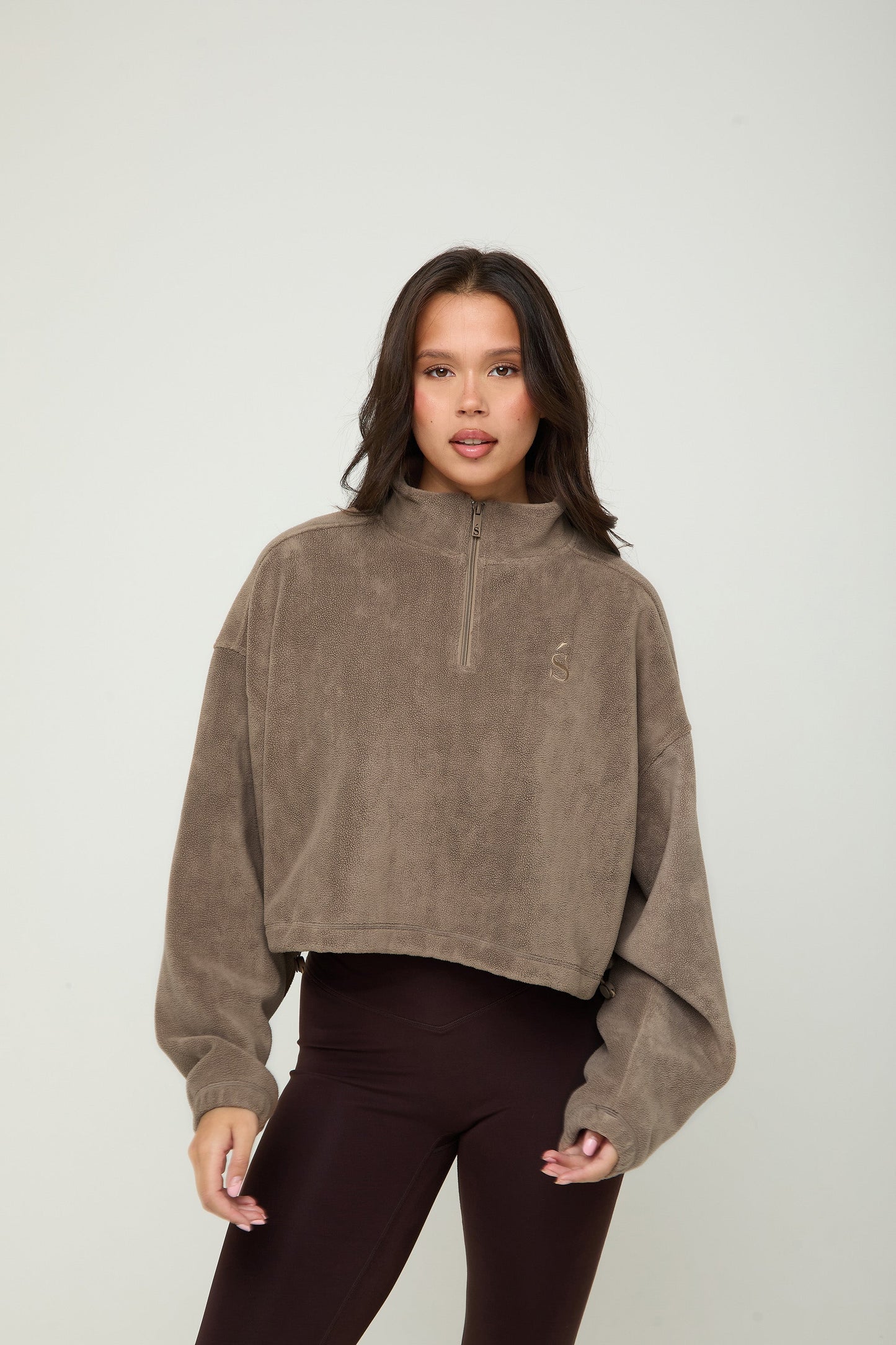 Oversized ¼ Zip Teddybear Fleece - Mocha