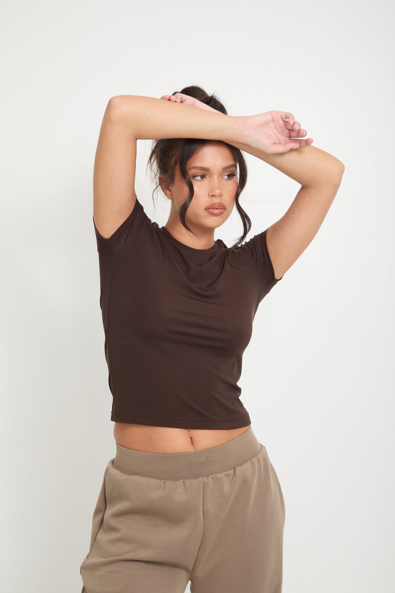 Lyocell Basic T-Shirt - Espresso - Sunde.