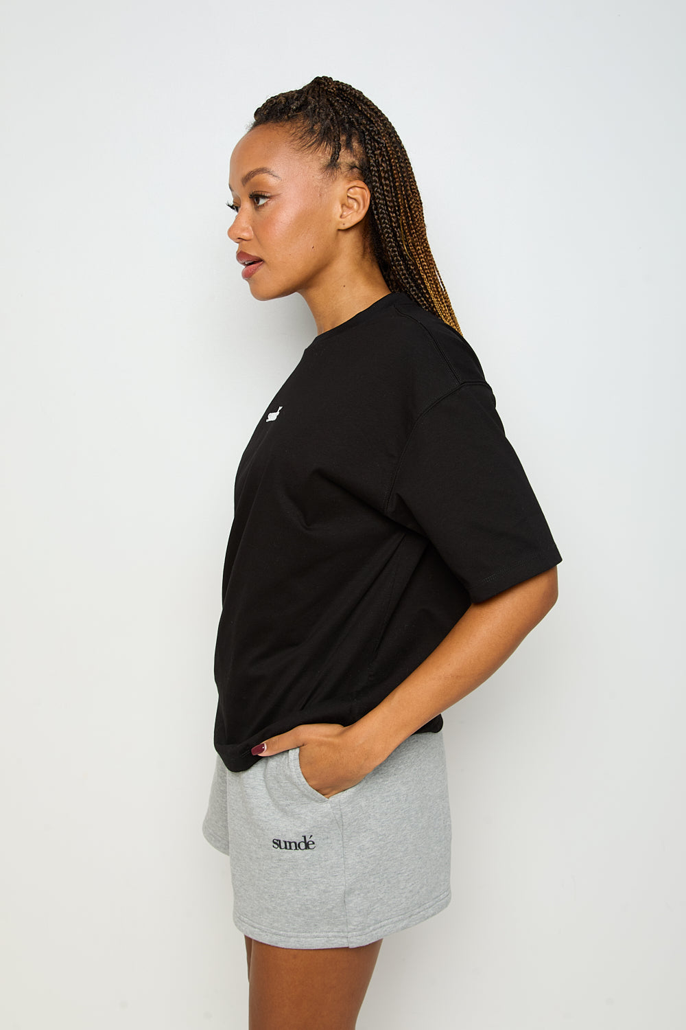 Oversized Short Sleeve T-Shirt - Black - Sunde