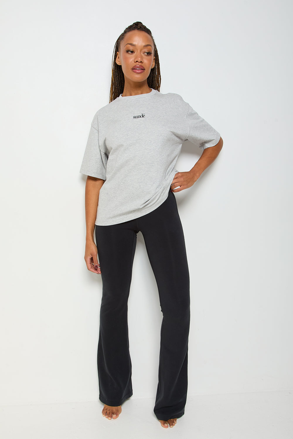 Oversized Short Sleeve T-Shirt - Grey Marl - Sunde