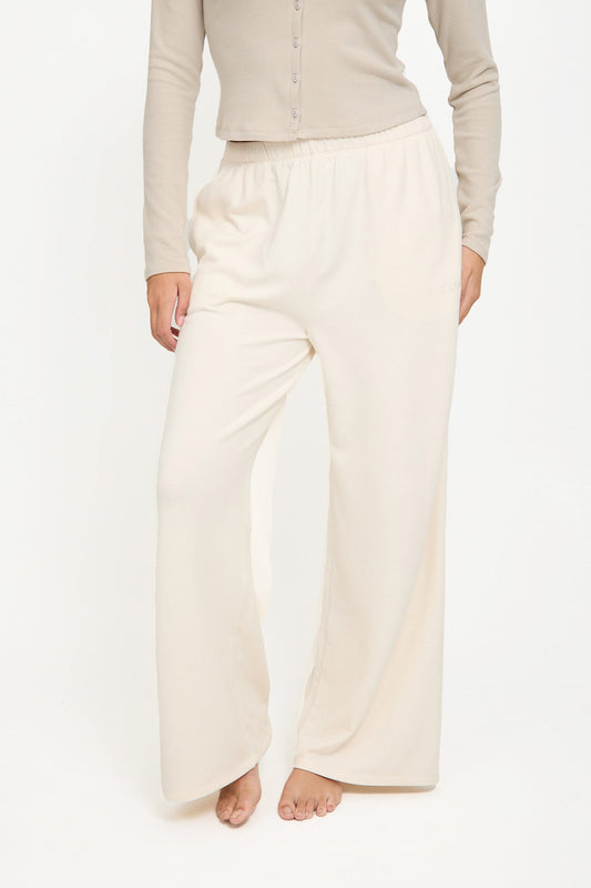 Cosy Brushed Thermal Pyjama Trousers - Cream