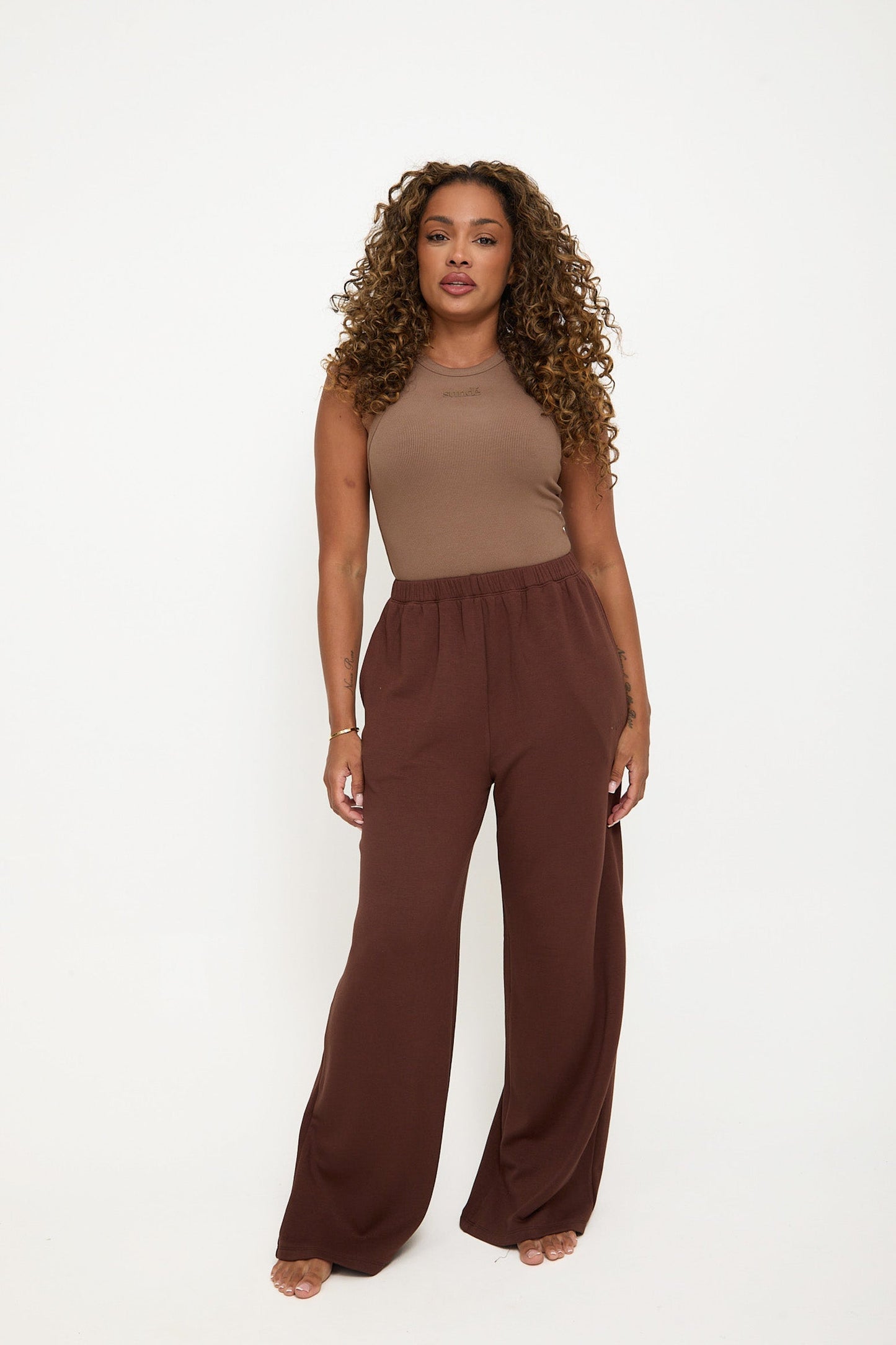 Cosy Brushed Thermal Pyjama Trousers - Walnut