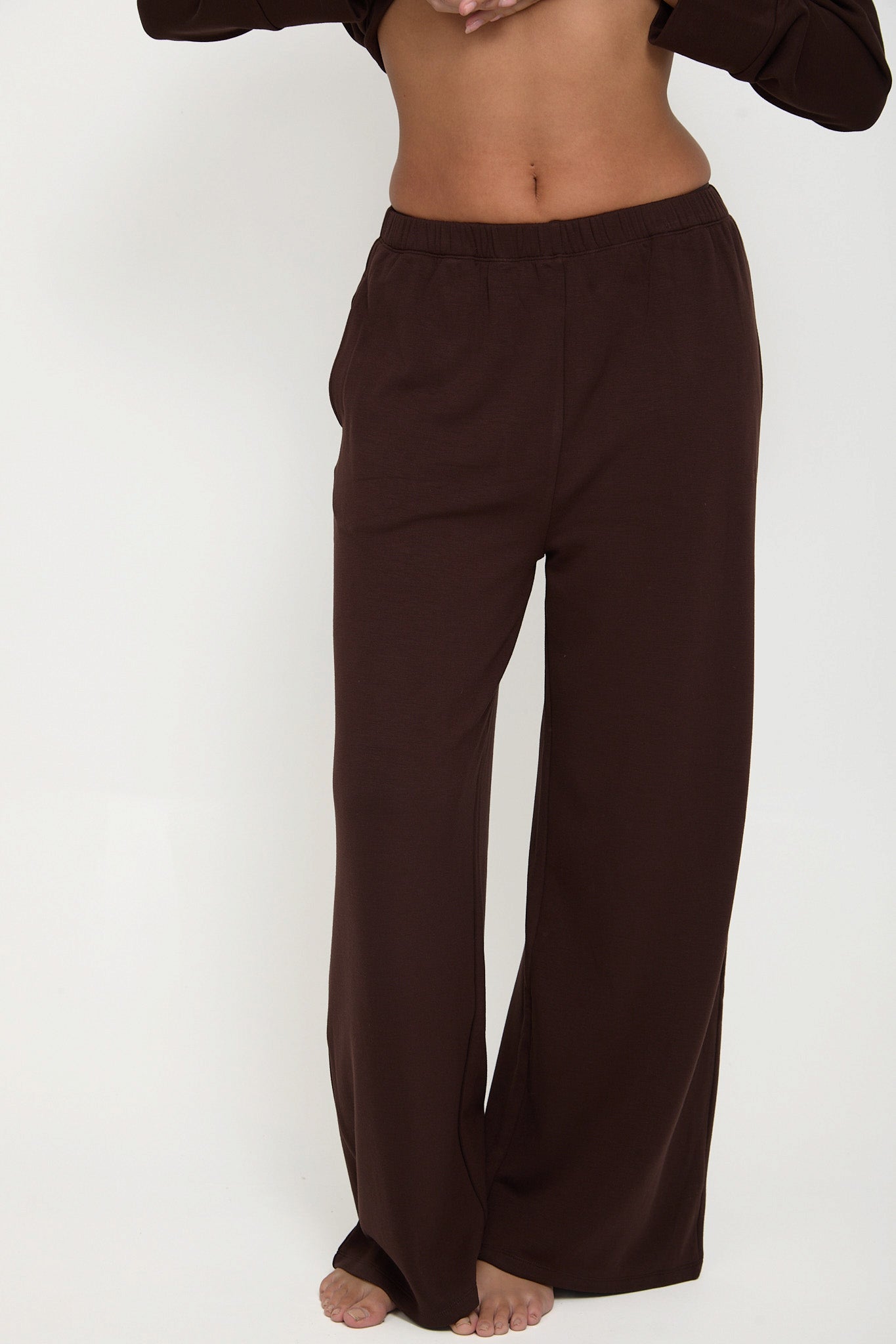 Cosy Brushed Thermal Pyjama Trousers - Espresso