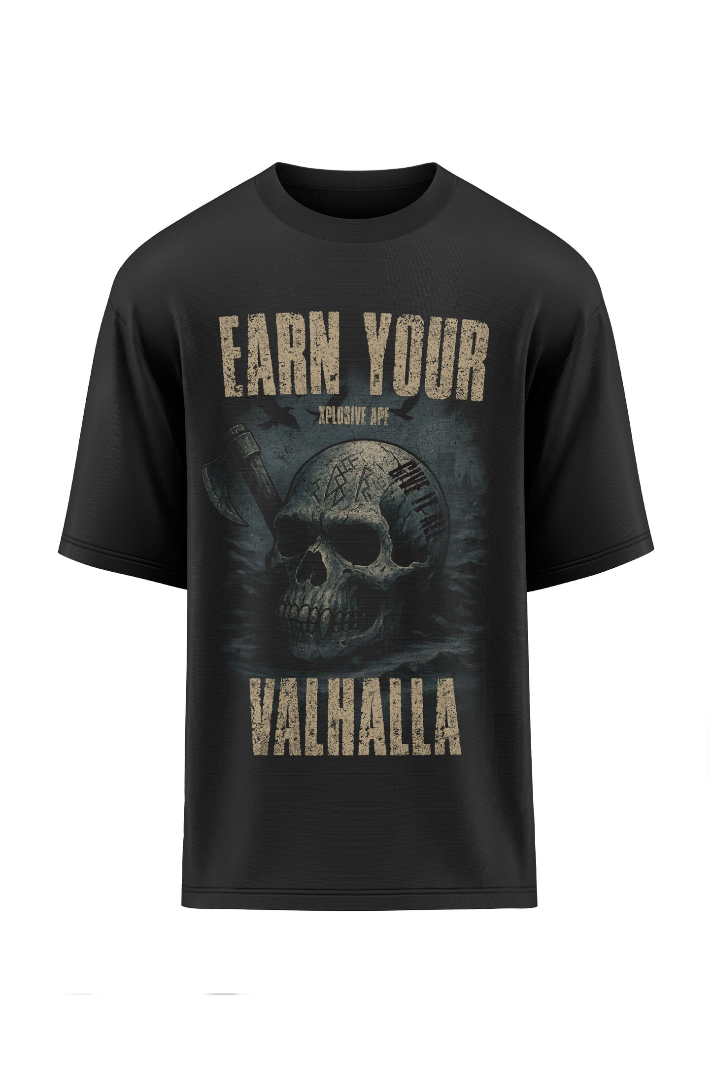 XAPE Earn Your Valhalla  Oversized Tee - Black