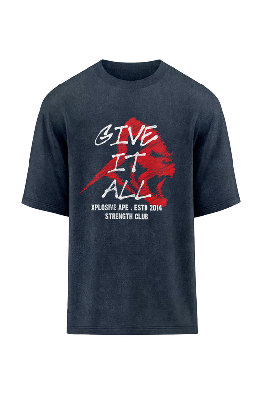 XAPE Give It All Oversized Tee - Acid Wash Black
