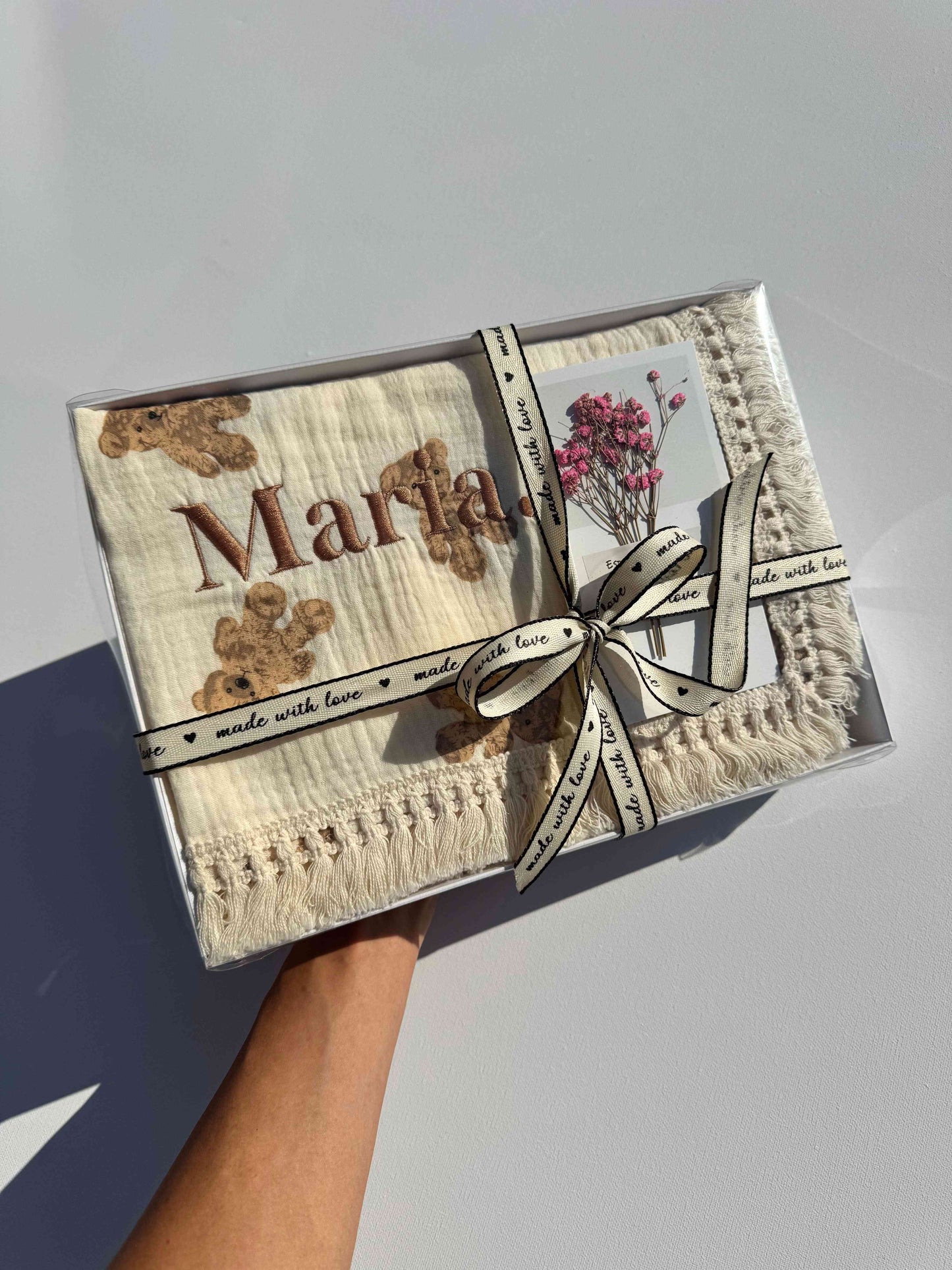 Taupe Personalized Muslin 100% Cotton Blanket