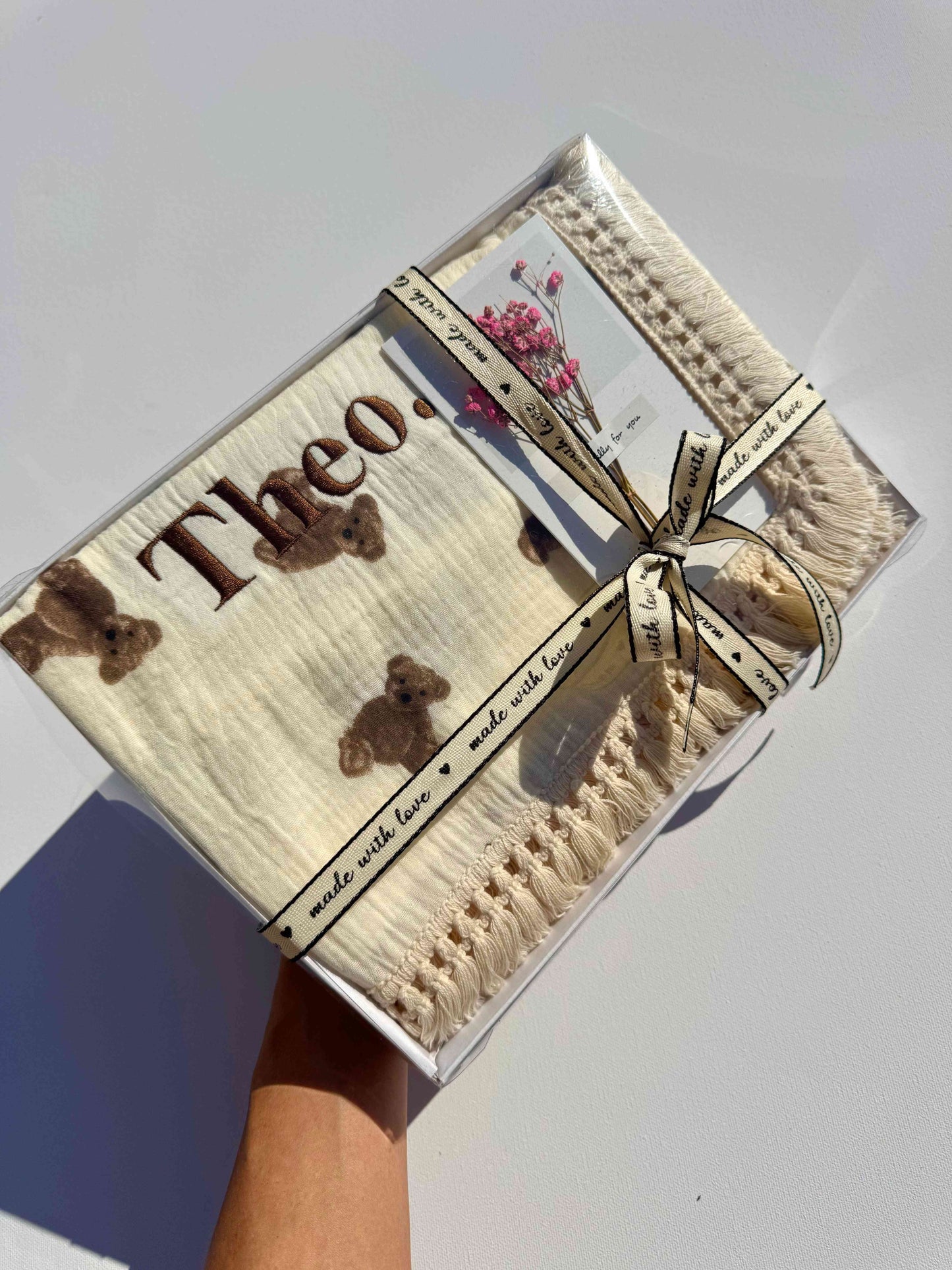 Taupe Personalized Muslin 100% Cotton Blanket