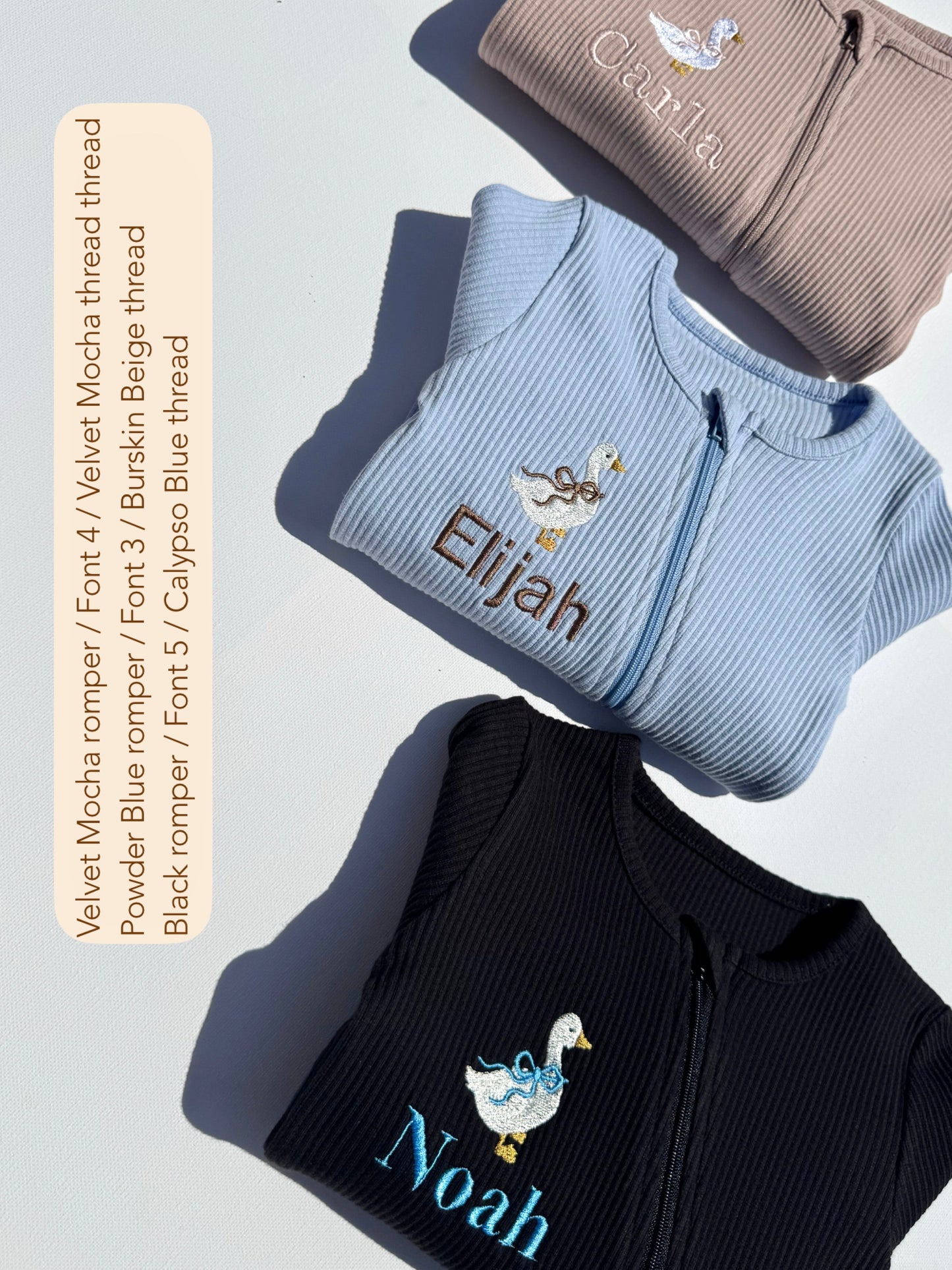 Goose Theme Personalised Zip Romper