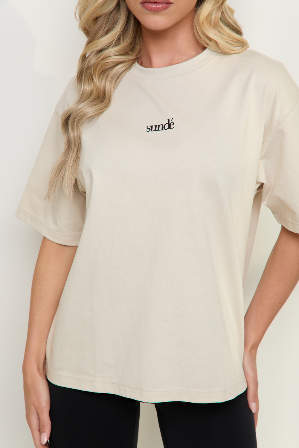 Oversized Short Sleeve T-Shirt - Cream - Sunde
