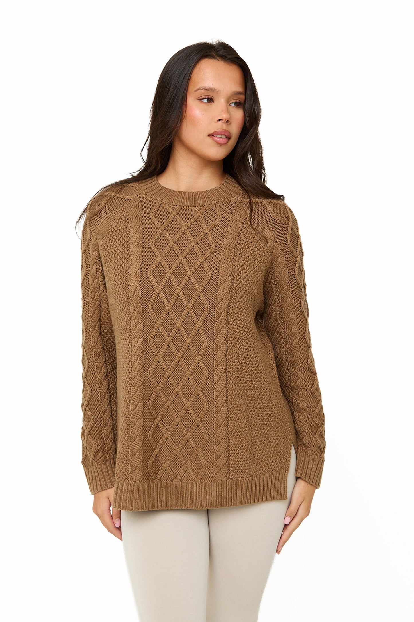 Camel Knitted Cable Jumper - Sunde