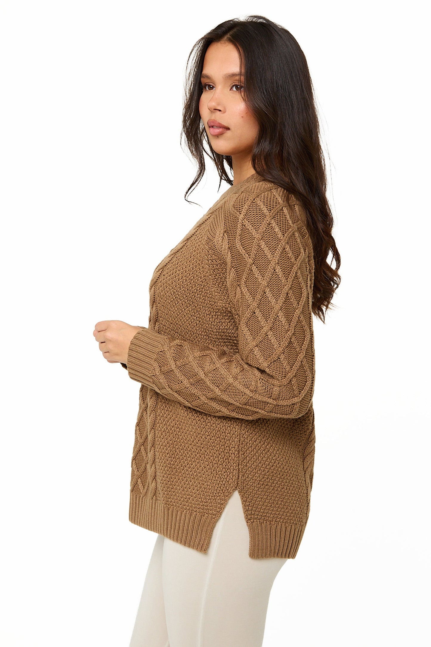 Camel Knitted Cable Jumper - Sunde