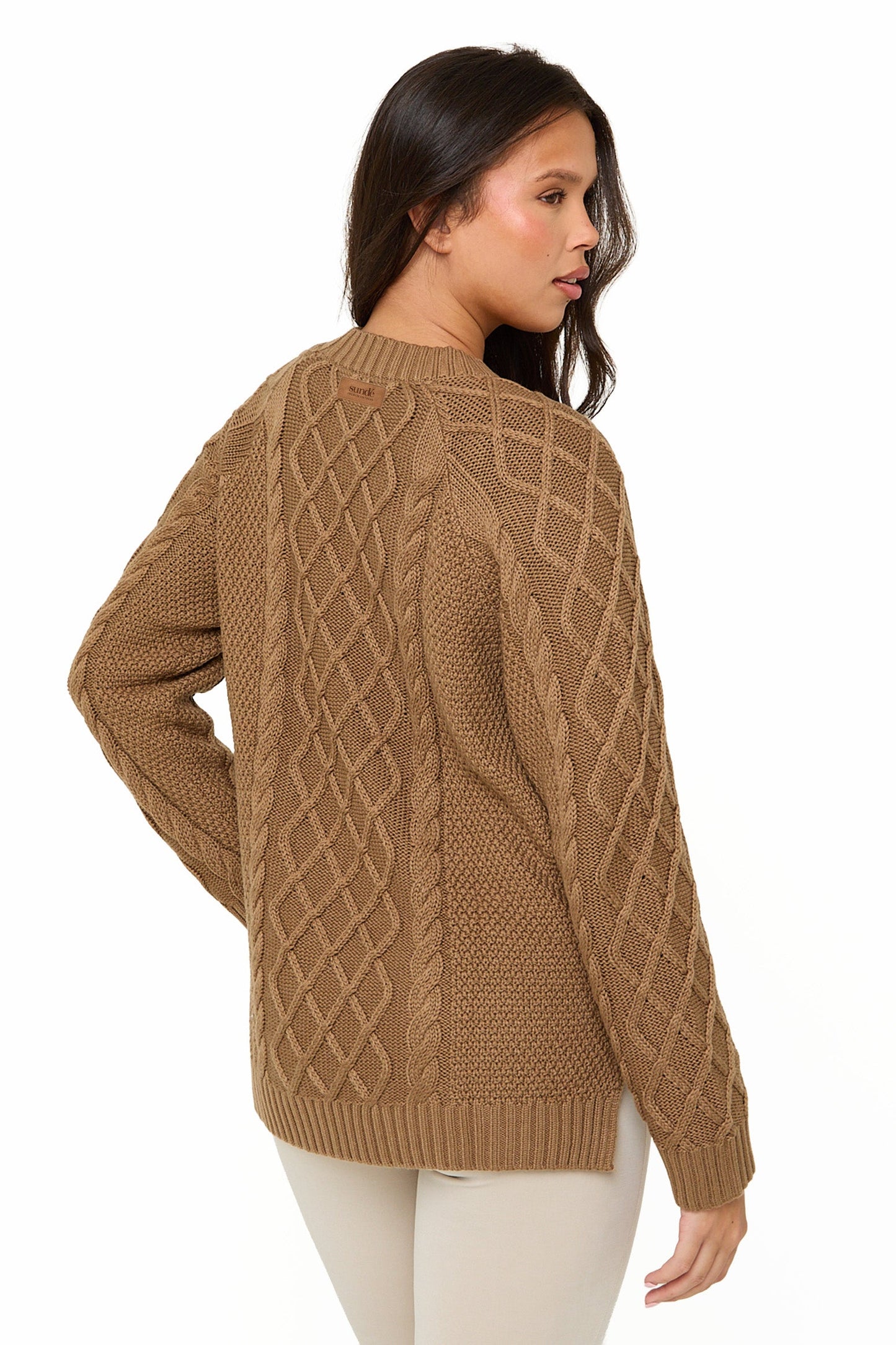 Camel Knitted Cable Jumper - Sunde