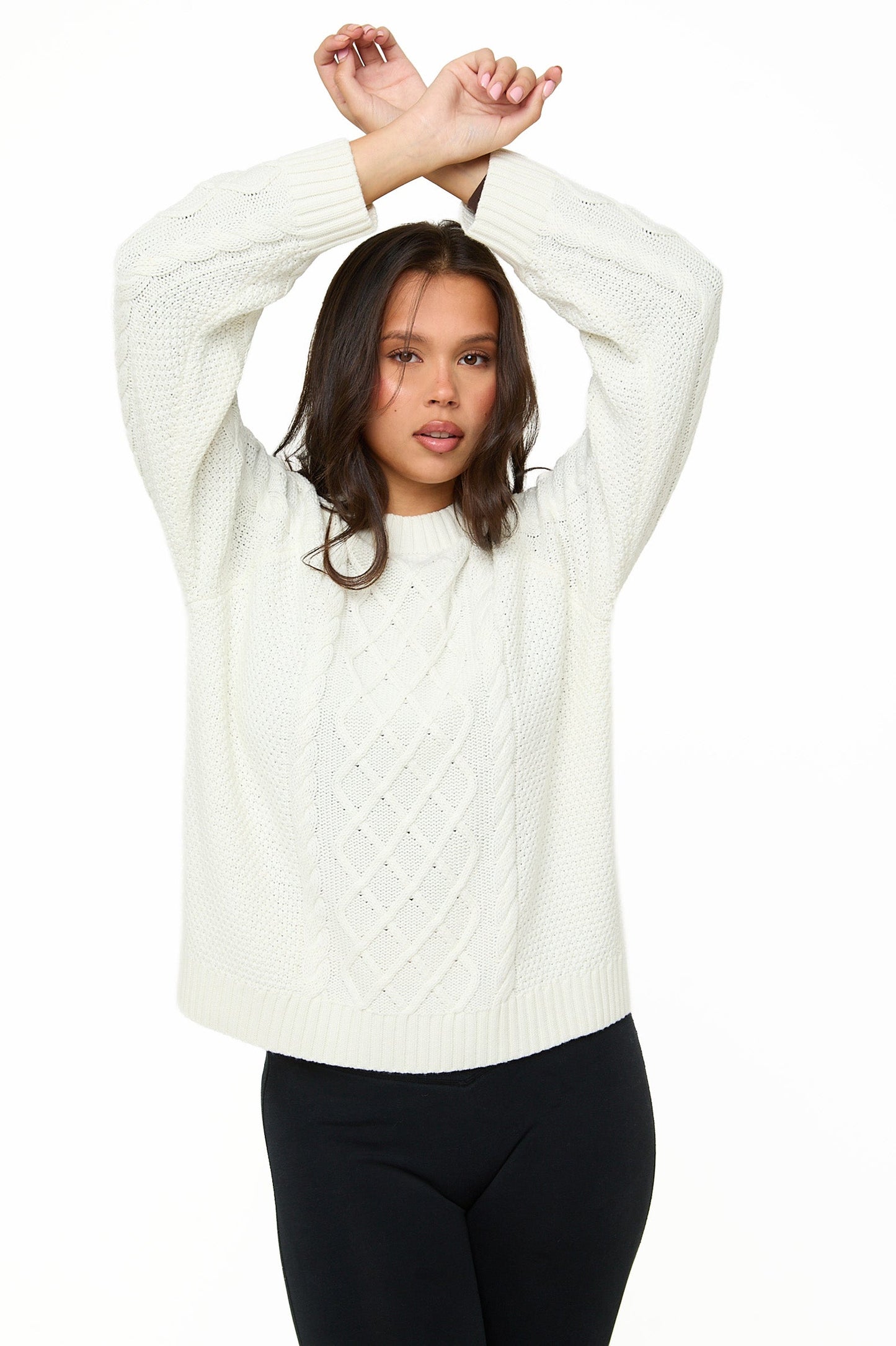 Cream Knitted Cable Jumper - Sunde