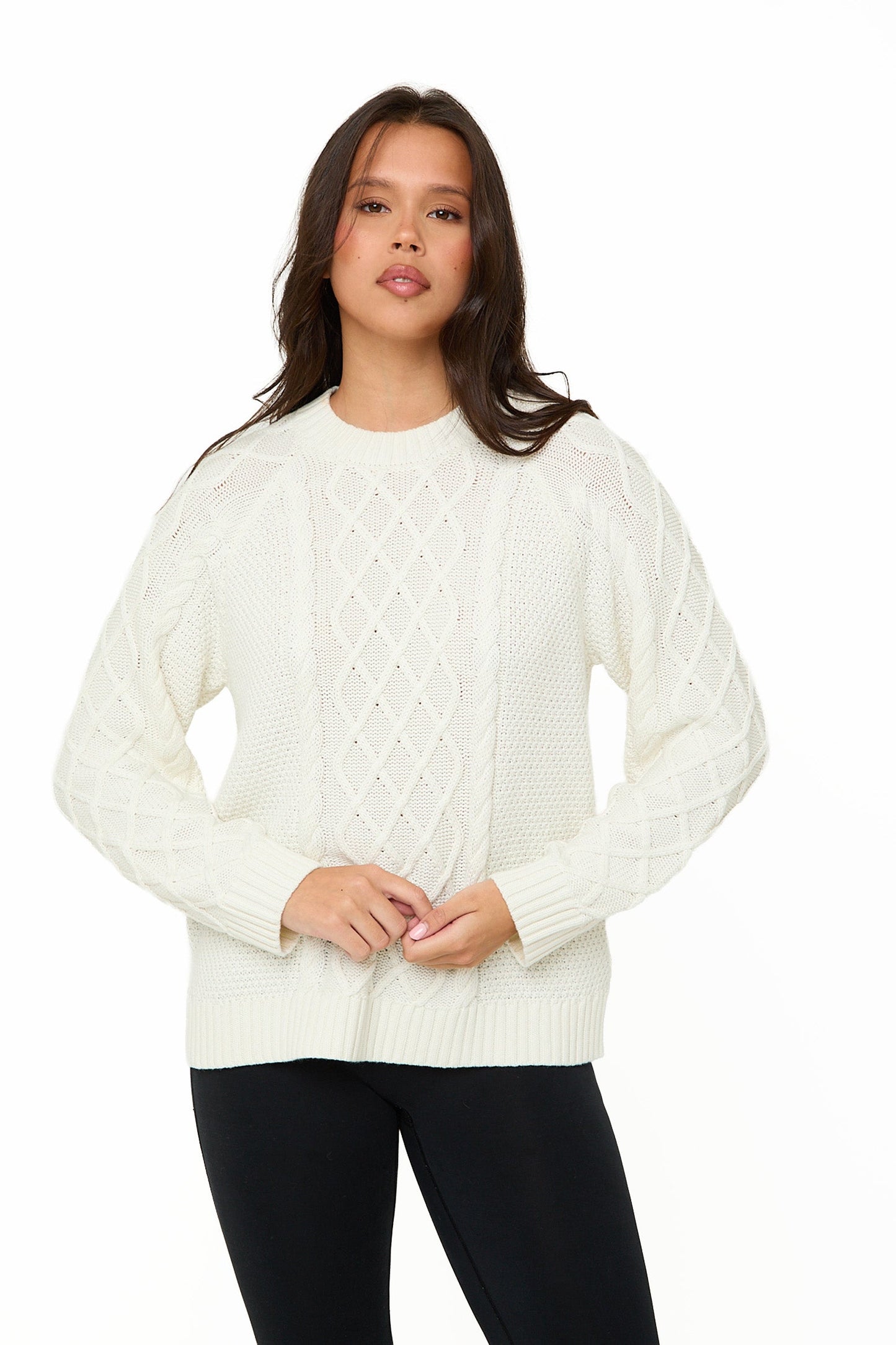 Cream Knitted Cable Jumper - Sunde