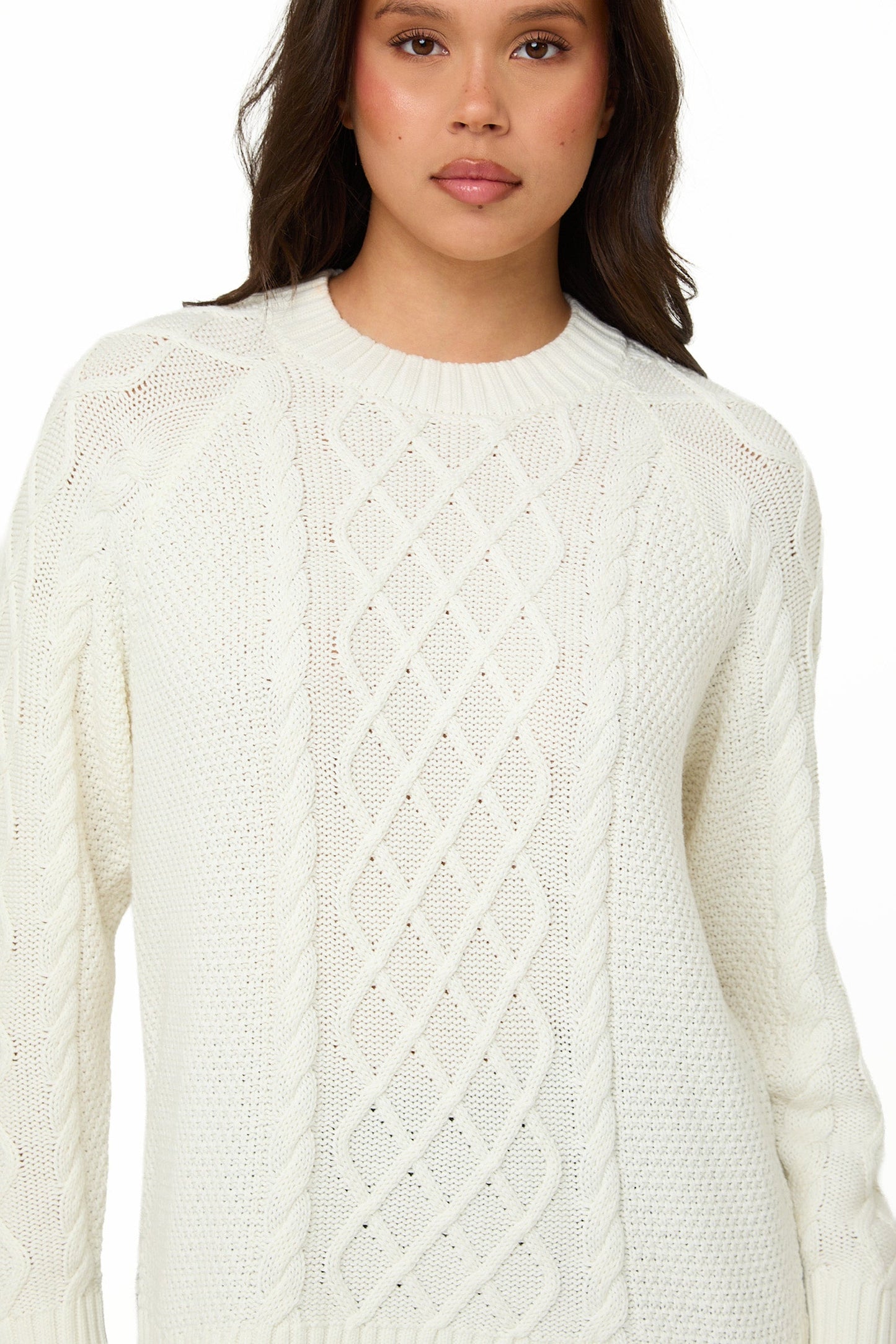 Cream Knitted Cable Jumper - Sunde