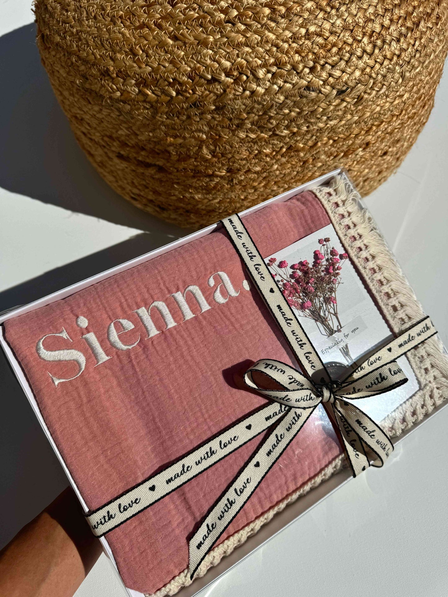 Taupe Personalized Muslin 100% Cotton Blanket