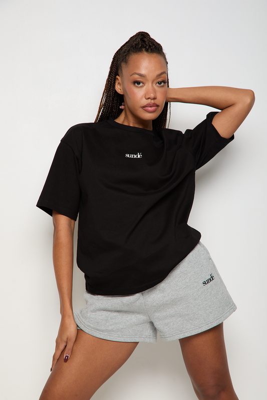 Oversized Short Sleeve T-Shirt - Black - Sunde
