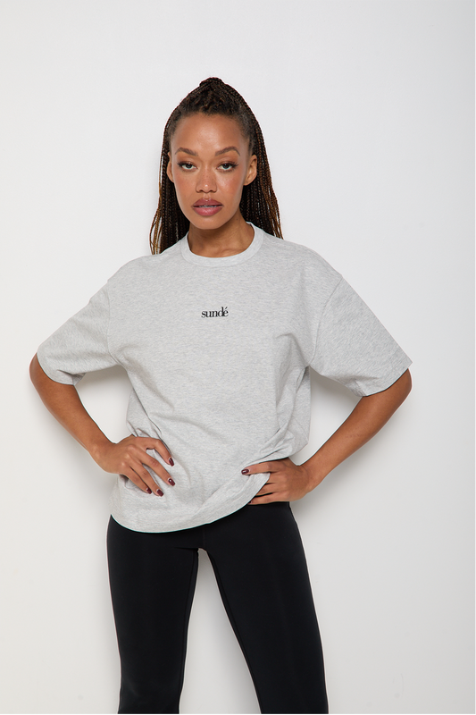 Oversized Short Sleeve T-Shirt - Grey Marl - Sunde