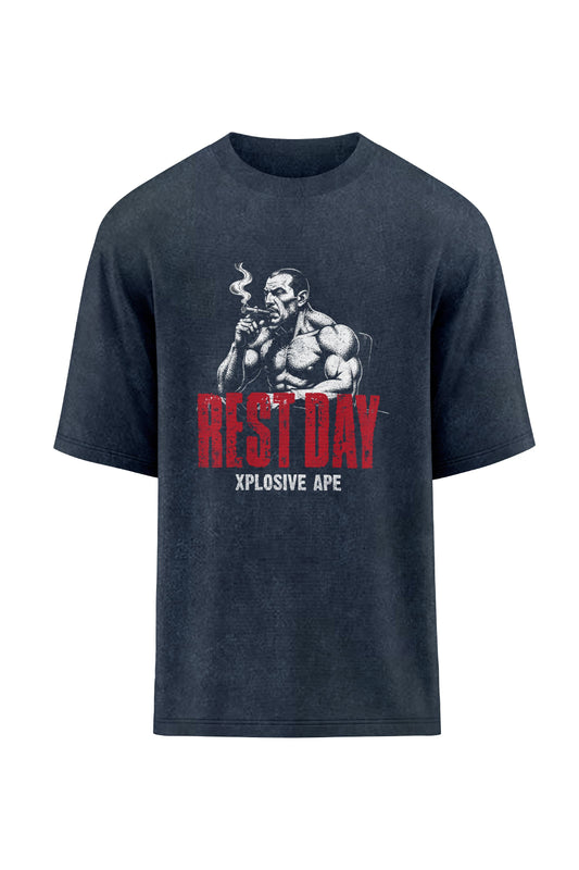 XAPE Rest Day Oversized Tee - Acid Wash Black