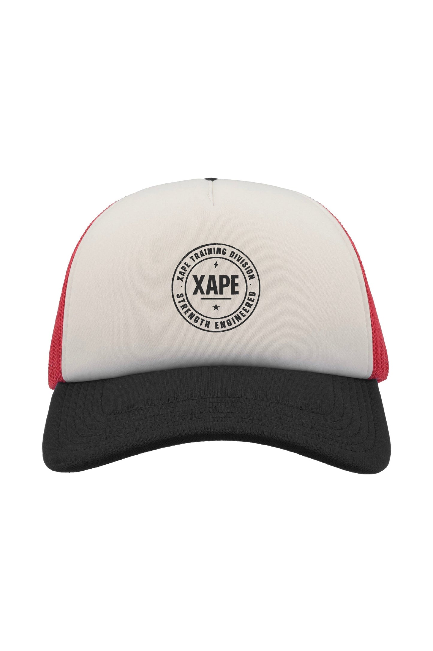 XAPE Classic Badge Logo Trucker Cap - White/Red/Black