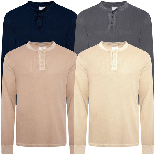M&S Henley Waffle Long Sleeve Top