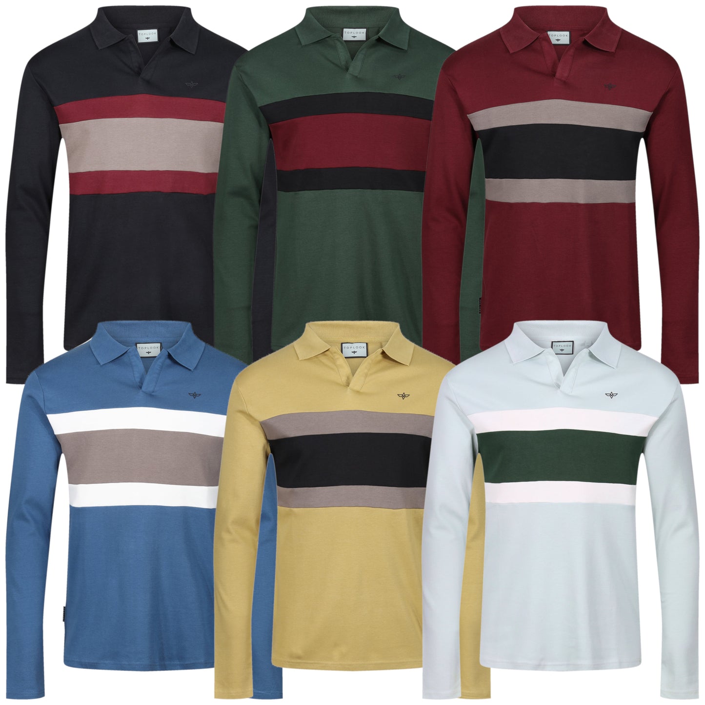 TL London 3 Stripe Long Sleeve Polo Shirt