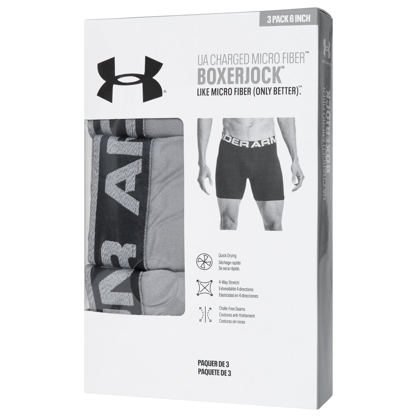 Under Armour 6" Charged Micro Fiber 3 Pack Boxerjocks