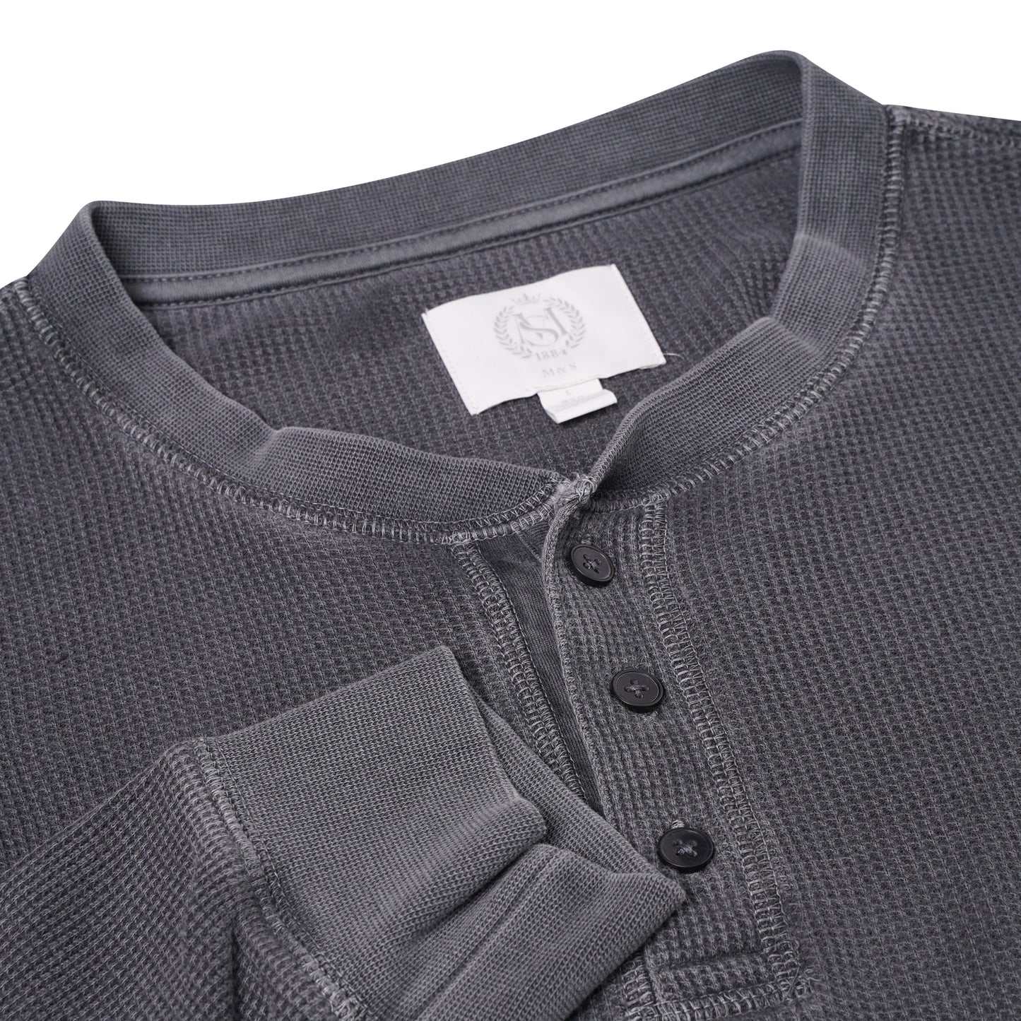 M&S Henley Waffle Long Sleeve Top