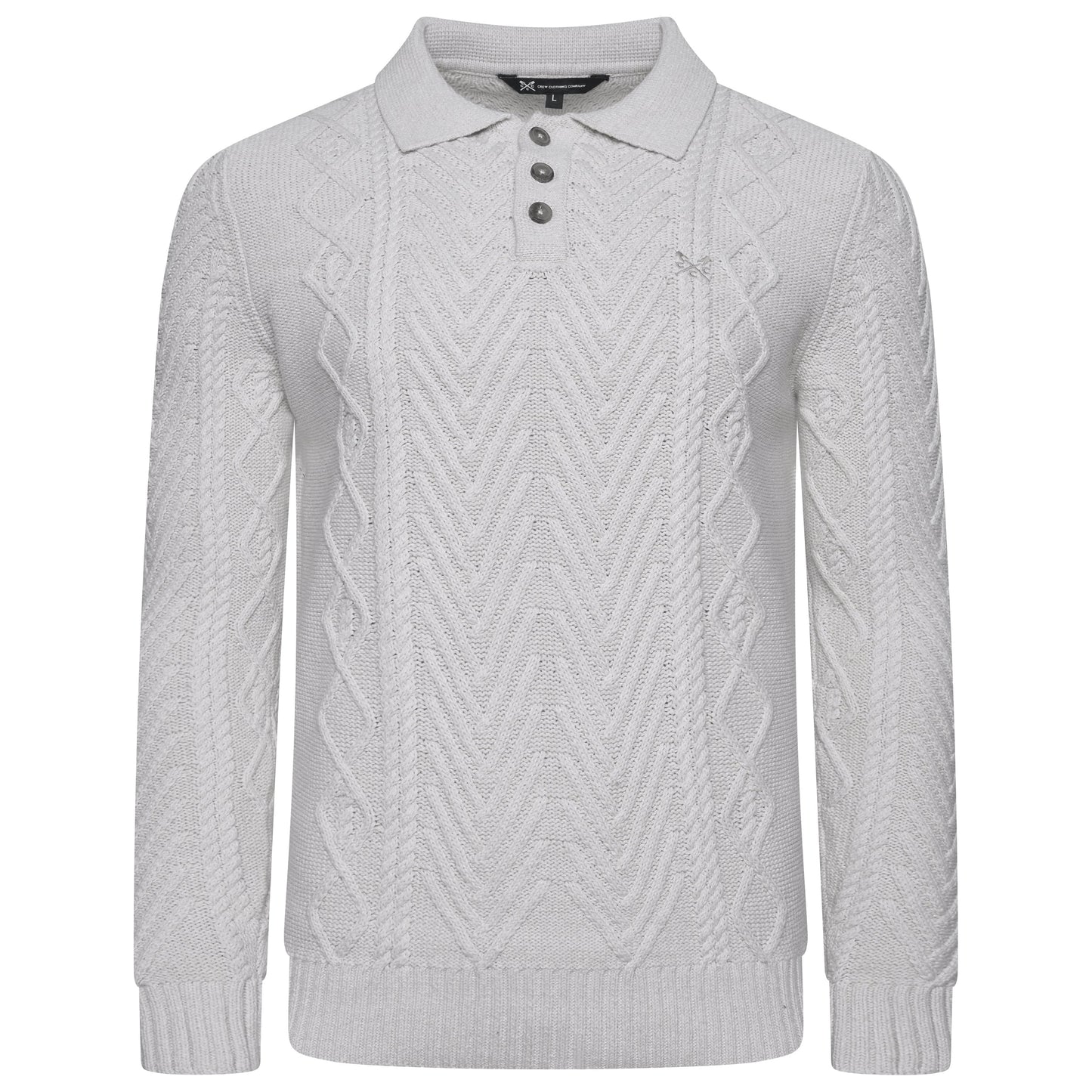 Crew Clothing Company Cable Knit Button Neck Jumper