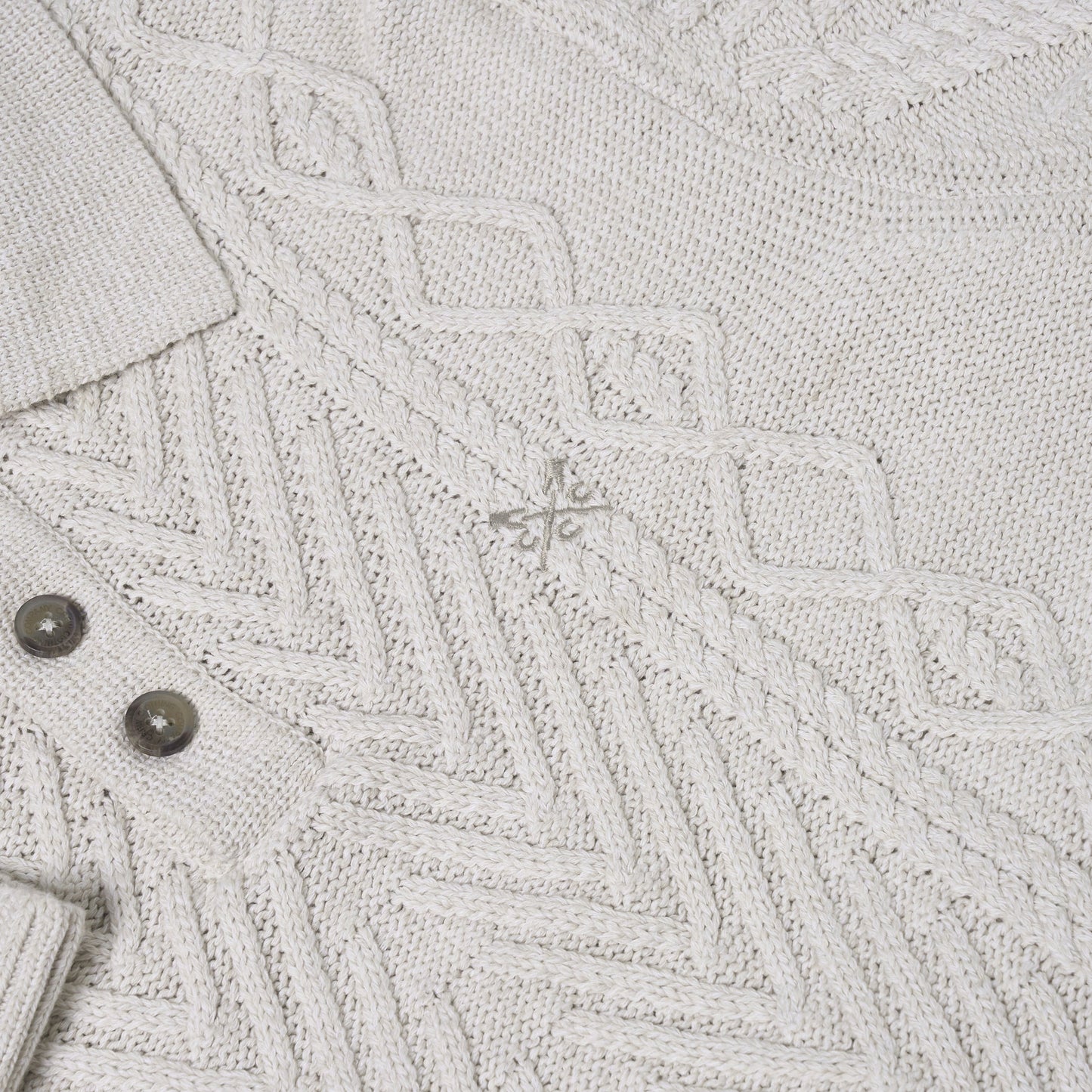 Crew Clothing Company Cable Knit Button Neck Jumper