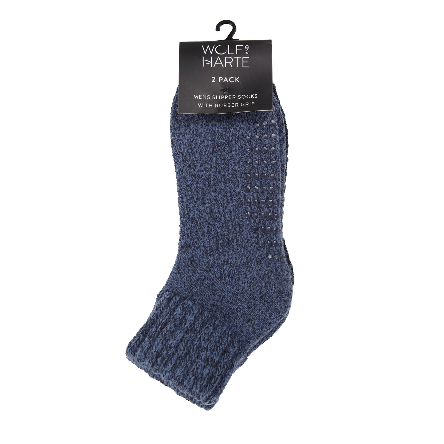 Wolfe & Harte 2 Pair Slipper Socks with Rubber Grip