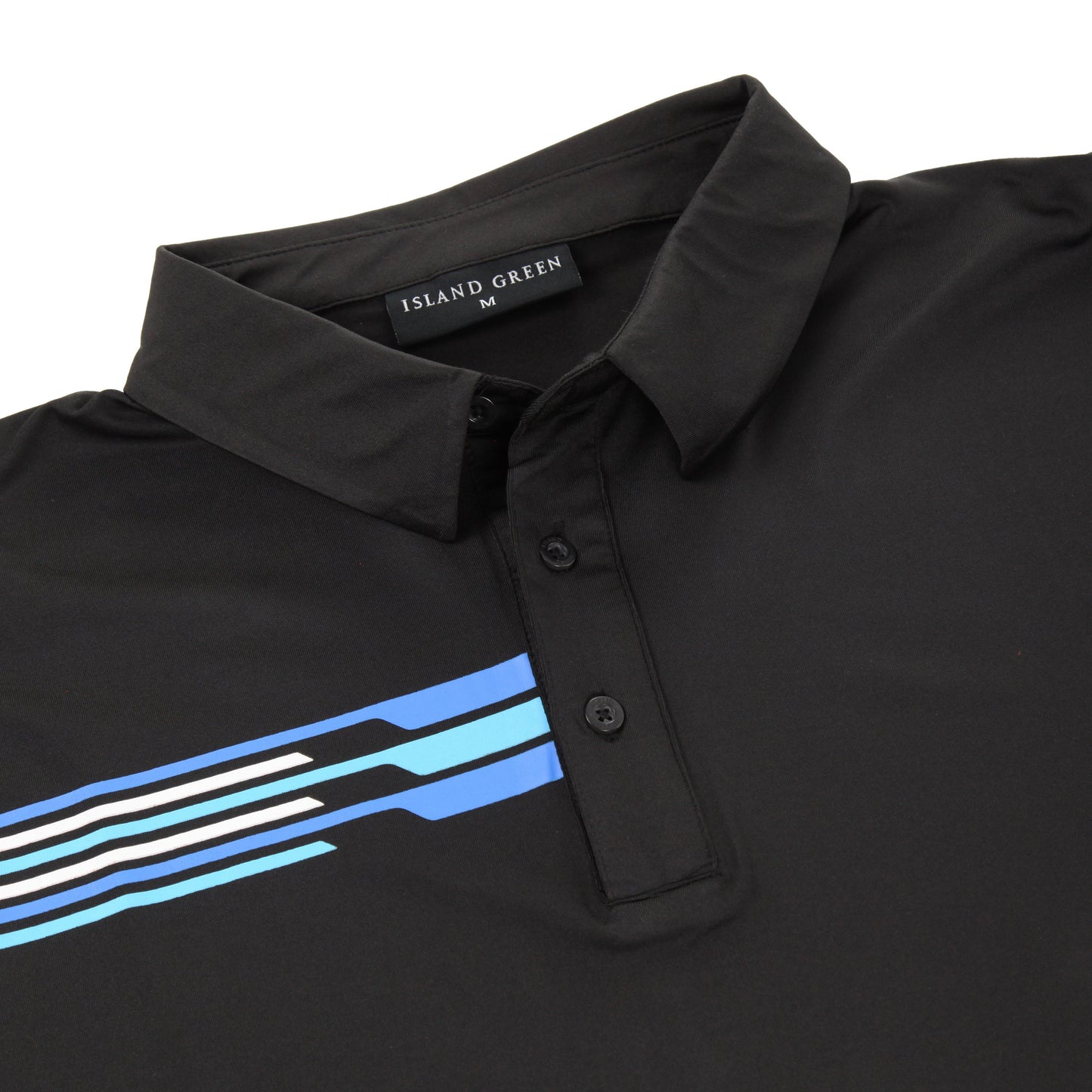 Island Green Racing Stripe Print Golf Sport Polo Shirt