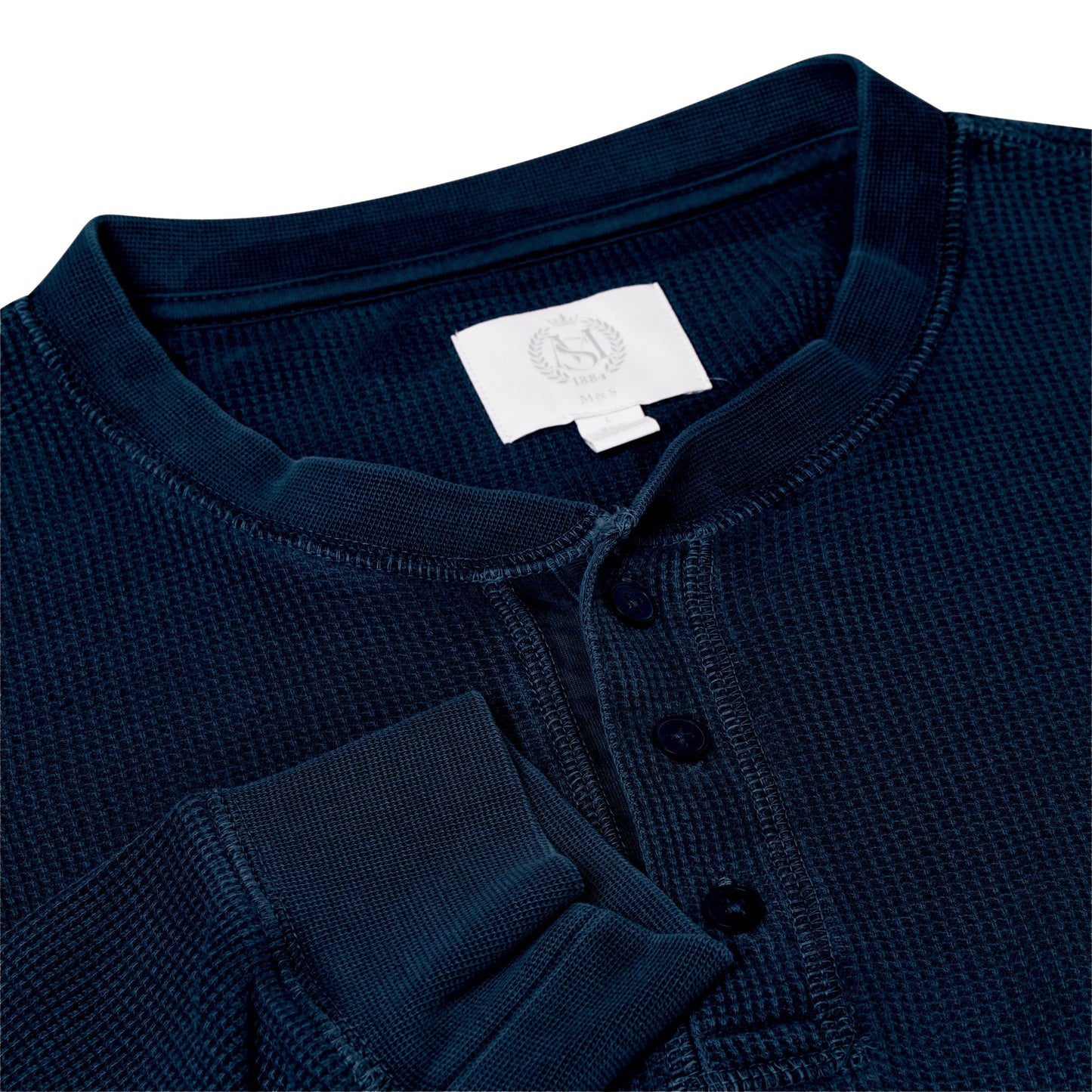 M&S Henley Waffle Long Sleeve Top