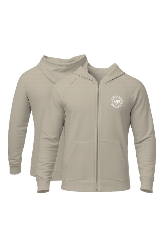 XAPE Classic Badge Logo Zip Hoodie - Stone
