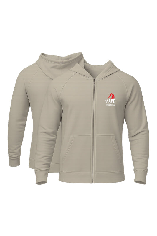 XAPE Classic Strength Logo Zip Hoodie - Stone